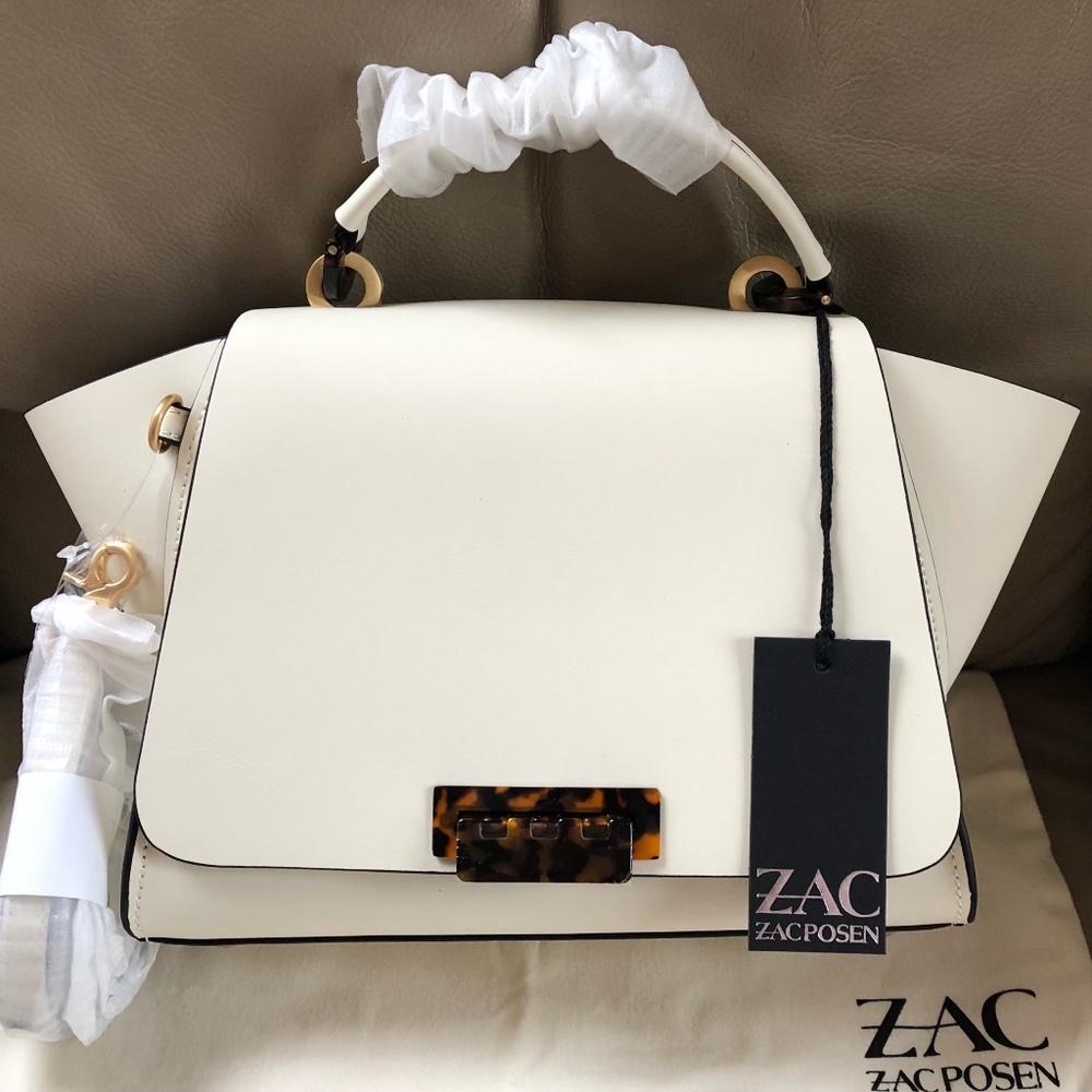 ZAC Zac Posen Cream Crossbody Bag with Tortoise Accents
